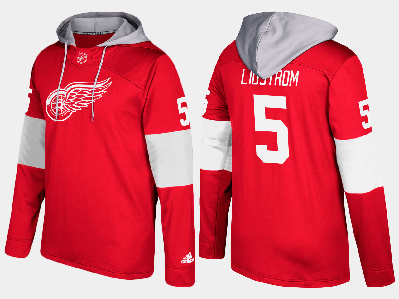 NHL Men Detroit red wings retired nicklas lidstrom red  hoodie->detroit red wings->NHL Jersey